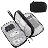 ProCase Porta Cavi da Viaggio a 3 Strati, Accessori Utili, Borsa Organizer Tech Pouch Custodia Portatile per Cavi, Caricabatterie, Power Bank, Adattatori - Nero/S