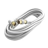 VulTech CAAU605 Cavo Coassiale per Antenna TV 5 Metri - Connettori Placcati Oro, Maschio 90°/180°, Include Adattatore Femmina-Femmina