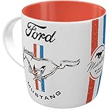 Nostalgic-Art Tazza da caffè retrò, Ford Mustang – Horse & Stripes Logo – Idea regalo per accessori per auto, in ceramica, Design vintage, 330 ml