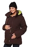 HAPPY MAMA. Donna Giacca Imbottita Cappuccio Inserto Estraibile Gravidanza. 075p (Marrone, IT 46, XL)