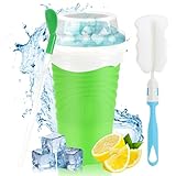 Slushy Maker Cup, Macchina per Granita In Silicone, Con Cannuccia E Cucchiaio 2 In 1, Frozen Magic Squeeze Cup In Silicone, Per I Frullati Fatti In Casa（verde）