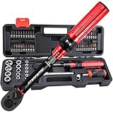 ATsafepro 61 Pcs Set Chiave Dinamometrica 1/4" per Bici/Auto/Moto | 3-25 Nm, Cacciaviti Magnetici a Cricchetto Reversibile con Sgancio Rapido | Kit Manutenzione Professionale