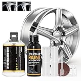 WEILAOK Kit Riparazione Graffi Auto, Vernice Cerchi in Lega, Vernice per Cerchi in Lega, Kit di Riparazione per Cerchioni per Riparare Graffi, Ammaccature e Altri Cerchi in Lega, Grigio Argento