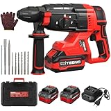 Tassellatore a Batteria 20V Senza Spazzole, 2.6J, 1500RPM, 4850BPM, SDS-Plus 3 Funzioni, 2×4.0Ah Batterie e Caricatore, Luce LED, Design Antivibrazione con Valigetta e 8 Accessori