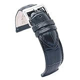 diloy Cinturino pelle vitello stampato coccodrillo scaglia quadrata imbottito sportivo – Misure 14mm 16mm 18mm 20mm 22mm 24mm 26mm 28mm 30mm – Elegante e resistente 368 Nero 20mm