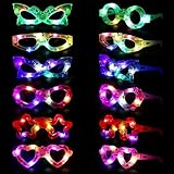SKIKHN LED Occhiali,12 Pezzi Occhiali Luminosi per Feste,Neon Rave Occhiali,Cyberpunk Luminosi Glasses, Occhialis Discoteca Occhialis da Lampeggiantiper Halloween Compleanno Rave Natale Festa Regali