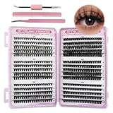 VEGCOO 570 Pezzi Ciglia Finte Ciuffetti, 30-40-50-60-80-100D Kit Extension Ciglia, Curl Ciglia Finte Ciuffetti 8-16mm, DIY Eyelash Extension Kit con Lash Bond e Seal Pinzette