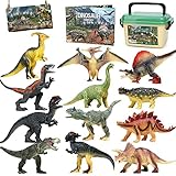 FRUSE Dinosauro Giocattolo per Bambini,12 Pezzi Educativi Realistico Figure di Dinosauri con T-Rex,Velociraptor,Libro Dinosauro,Dinosauri Giocattoli per Ragazzi Ragazze 3 4 5 6 Anni