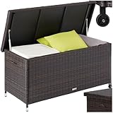 TecTake® Box Contenitore da Esterno, Mobile da Giardino con Intreccio in Polyrattan, Pratiche Maniglie, Rotelle, Tasca Estraibile, Chiusura a Combinazione, 120x55x61,5cm, 270 L - Marrone