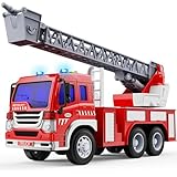 GizmoVine Camion Pompieri Grande, Autopompa dei Vigili del Fuoco con Luci e Suoni, Macchina Modellini, Pompiere Giocattolo, Giocattoli per Bambini, Macchinine Bambino 3 4 5 6 7 8 Anni - Rossa