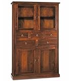 Mar.c.a. Design - Mobile Dispensa Arte Povera in Legno 120x41x187 cm - Dispensa Credenza per Cucina con 5 Cassetti e 4 Ante - Made in Italy