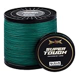 HERCULES Lenza da pesca intrecciata super resistente, 1000 metri di lenza a treccia, 29,5 kg, test per acqua salata d'acqua dolce PE treccia di pesce, 8 fili, verde muschio, 29,5 kg, 1000 yds