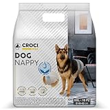 Croci Dog Nappy - Mutanda Assorbente per cani femmine, taglia XXL - Ø 50-75 cm, Pannolino igienico ciclo e pipi cane, Antiodore, Usa e getta, Chiusura adesiva regolabile, 10 pz