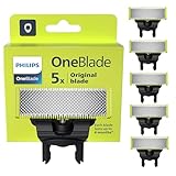 Philips OneBlade lame di ricambio originali per OneBlade, in acciaio inossidabile resistente, per radere, regolare e rifinire, confezione da 5 lame, modello QP250/50