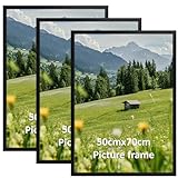 Hoikwo Cornice 50x70, Portafoto Nero in Alluminio,Cornice Foto da Parete, Set da 3