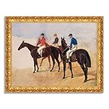 LuxHomeDecor John Frederick Herring - Fantini a cavallo - Quadro stampa su tela effetto dipinto con cornice oro classico - 80x60 cm