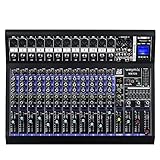 Weymic MX-120 Mixer professionale (12 canali) per la registrazione DJ Stage Karaoke DSP Effector w/USB Drive per l'ingresso di registrazione, XLR Microphone Jack, alimentazione 48V, uscita RCA