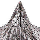 NBEADS Tessuto Floreale Ricamato Da 3 metro, Tessuto In Pizzo Nero A Rete In Organza e Tulle Largo 1.3m per Fai Da Te, Abbigliamento Fatto A Mano, Abito Da Sera, Forniture Artigianali