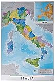 Grupo Erik: Cartina Italia Fisico Politica, 61 x 91,5 cm, Poster Cartina Geografica Italia, Mappa Italia da Muro grande