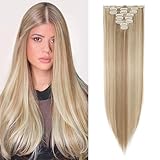 TESS Extension Capelli Clip 66 cm, Extension con Clip Liscio Biondo Miele/Biondo 18 Clips 8 PCS Extension Clip Capelli 140g Capelli Finti