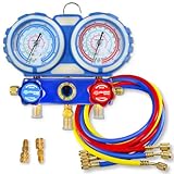 GOLDMAN SERVICE | Kit Manometro Aria Condizionata con 3 Tubi Carico e Misurazione del Gas Refrigerante Auto | R410A R407C R32 R134a