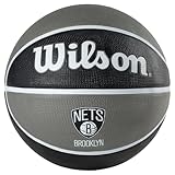 Wilson Pallone da Basket NBA TEAM TRIBUTE BSKT, Utilizzo Outdoor, Gomma, Misura 7, Grigio/Nero (Brooklyn Nets)