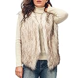 Handcess Gilet donna in pelliccia sintetica Bianco Marrone Cappotto corto senza maniche Giacca Inverno Gilet caldo Outwear per Primavera Autunno e Inverno(L)