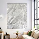 Stampa Su Tela Piume In Rilievo Argento Quadro Su Tela Pittura Arte Astratta Quadri Moderni Soggiorno Casa Camera Da Letto Pittura Decorazioni Parete 50X70Cm