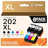 6-Pack Colroan 202XL Alta Resa Cartucce Compatible per Epson 202 202XL Multipack per Expression Premium XP-6100 XP-6000 XP-6005 XP-6105 (XL Capacità)