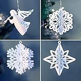 4 Set Fustelle Natalizie 3D Cutting Dies per Scrapbooking Fiocco di Neve Fiori di Natale Stella Angelo Decorazione di Albero di Natale Festa Compleanno Matrimonio Regalo Fai da Te Creazione Goffratura
