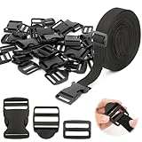 Yesaler Set di Cinghie con Fibbie Cinghia da 10m con 36 Fibbia Fibbia Zaino Nero Set Fibbie in Plastica per Zaino Cinghie Bagagli Fai da Te