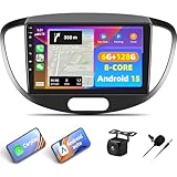 Android 15, 6G+128G 8Core CAMECHO Autoradio Navi per Hyundai i10 2007-2013 con Carplay Android Auto Mirror Link, Schermo Auto 9 Pollici con GPS WiFi Bluetooth FM/RDS Radio SWC + AHD Retrocamera&MIC