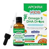 Omega 3 Vegan DHA Drops for Kids - 50 ml - Senza conservanti e senza zucchero. Alternativa sostenibile alle alghe all'olio di pesce | APOKRA Kids