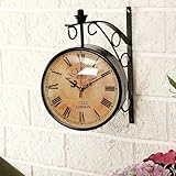 Orologio da parete vintage per stazione ferroviaria su entrambi i lati, decorazione nautica