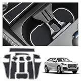 SHAOHAO Tappetini Compatibile con Audi Q2 / S line 2017-2025 Anti-polvere antiscivolo Supporto tazza interno Tappetini Antiscivolo AntiGraffio in Gomma per Interni Accessori Audi Q2 Bianco