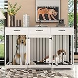 Gabbia per cani PREMTURE, XXL, in ferro e legno ingegnerizzato, resistente alla ruggine, per interni, con 1 porta e 3 cassetti, 137 x 57 x 85 cm, nero e bianco
