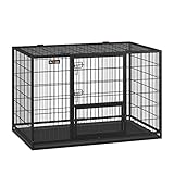 Feandrea Gabbia per Cani, Casetta per Animali, 122 x 75,5 x 80,5 cm, per Cani di Taglia Media e Grande, Doppia Porta Rimovibile, XXL, Nero PPD003B01