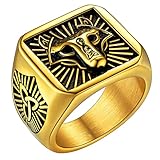 FaithHeart Vichingo Anello Uomo Lupo in Rilievo Totem del Lupo Anello Argento Nero Oro Vintage Non Sbiadisco Aantiallergico con Runa Retro con Nodo Celtico Taglia US 7-14 IT 14-32
