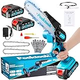 Mini Motosega a Batteria per Potatura, 1000W Motore Brushless 6 Pollici Motosega Elettrica con 4000mAh Batterie di grandi capacità, 2 Catene e Blocco di sicurezza per il Taglio Del Legno e Giardini