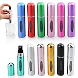 Gicctyble Set di 12 Atomizzatori Profumo Ricaricabili 5 ml – Mini Vaporizer in Alluminio con Finestra & Ricarica Bottom-Fill – Nebbia Fina Anti-Perdita – Perfetti per Viaggio & Regalo