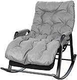 TUOLON Sedia a Dondolo Poltrona a Dondolo con Braccioli e Tasca Laterale Struttura in Acciaio Poggiapiedi Regolabile a 5 Altezze Portata 250 kg Soggiorno Camera da Letto Grigio