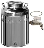 Contenitore fusto bidone olio Inox 18/10 Belvivere 30 lt made in Italy completo di rubinetto e guarnizione