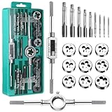Maschi per Filettatura Set Kit Filiera Punte Trapano Professionali Filettatrice Manuale 20 Pz Filiera per Filettatura Professionale Maschi e Filiere Giramaschi a Cricchetto M3-M12 Tap and Die Set