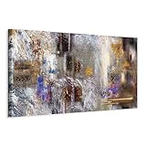 murando - Quadro in Rilievo Brillante Argento Astratto 120x40 cm 1 Pezzo su Tela XXL Grande - Quadri Moderni Soggiorno - Stampe da Parete Moderno - Stampa Dipinta a Mano - Espressione a-A-0262-b-b