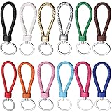 HoAhaMay 12 Pezzi Portachiavi in Pelle Intrecciati, PU Colorati Portatile per Chiavi dell'Auto, Bicicletta e Casa Unisex (12 Colori)