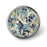 Spilla da bavero fiorentina blu e oro per uomo, con dettagli di frutta su legno, elegante bottone rotondo da 1 pollice in lega di alluminio, per camicie, cappelli, borse e giacche.