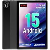 Laptok Tablet 10.1 pollici Android 15, 16GB RAM, 1332 * 800 HD丨5G WiFi丨BT5.4, Tab PC con Doppia Fotocamera, Android Tablet con Doppio Altoparlante, Batteria 5000mAh, GMS Widevine L1 (Nero)