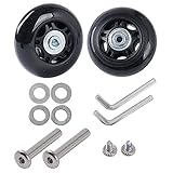 MEJOSER Set di 2 Ruote Valigia di Ricambio Bagagli Sostitutive Trolley con Assi Chiave di Riparazione (68 * 6 * 24mm Lunghezza dell'asse: 35mm)