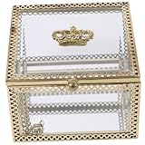 WOFASHPURET Scatola Porta Gioie Con Dorato Scatola Decorativa Per Anelli e Piccoli Gioielli Design Elegante Per Matrimonio Compleanni e Occasioni Speciali