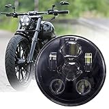 JMTBNO Faro LED Moto Rotondo 5,75 Pollici 45W 6500K Faro per Cafe Racer Impermeabile Omologato Super Luminoso 12V Compatibile con Harley Davidson Sportster 883 1200 Dyna Softail Custom